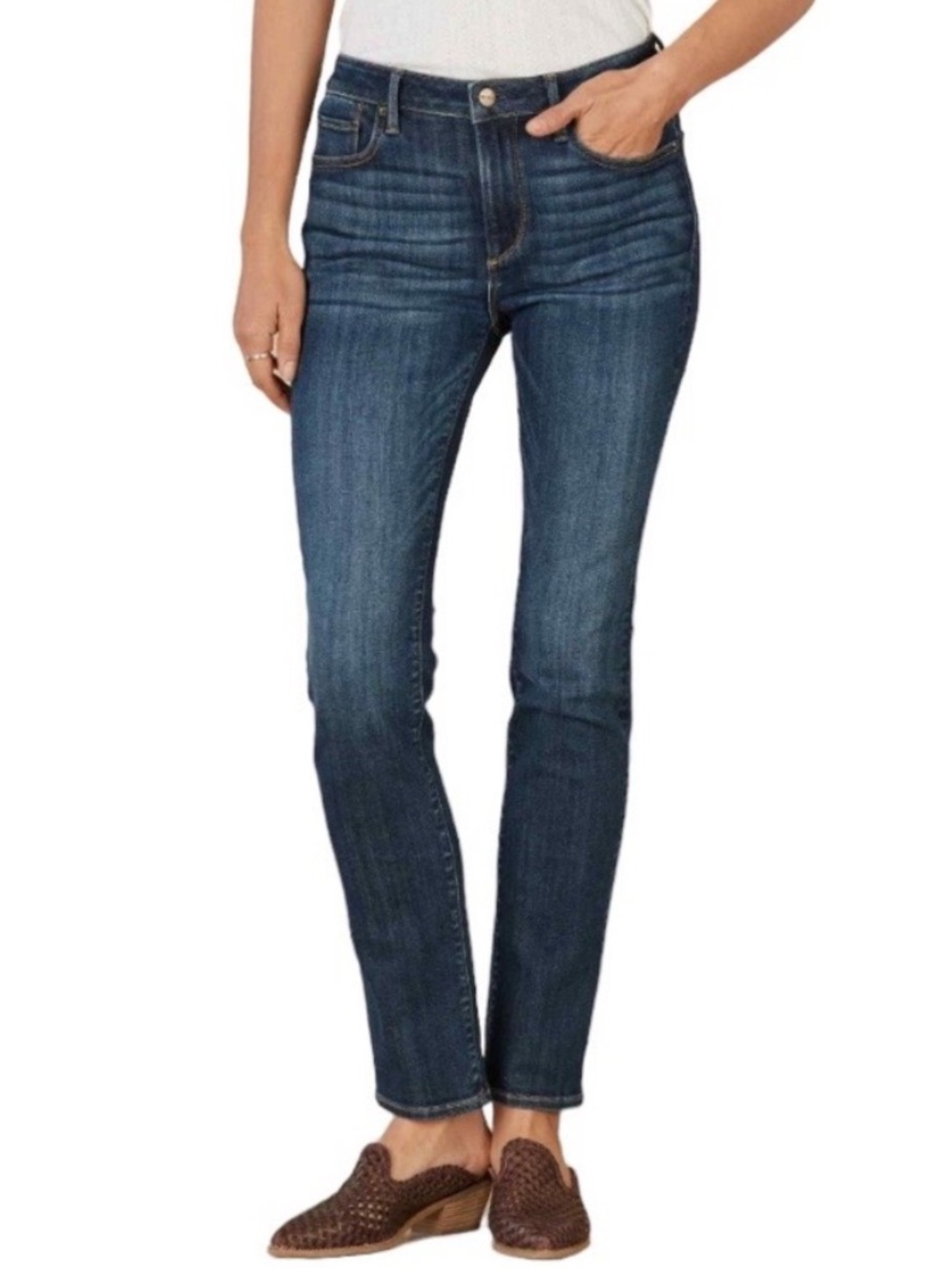 DRIFTWOOD Audrey High Rise Straight Leg Jeans Dark Wash Sz 32